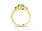 Yellow gold Three-Stone Fancy Yellow Round Cut Cut Diamond Ring with Trillion Side Stones on a Split Shank Band_3