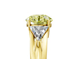 Yellow gold Three-Stone Fancy Yellow Round Cut Cut Diamond Ring with Trillion Side Stones on a Split Shank Band_5