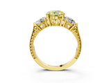Yellow gold Three-Stone Fancy Yellow Round Cut Cut Milgrain Band Prong Setting Ring_3
