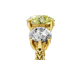 Yellow gold Three-Stone Fancy Yellow Round Cut Cut Milgrain Band Prong Setting Ring_5