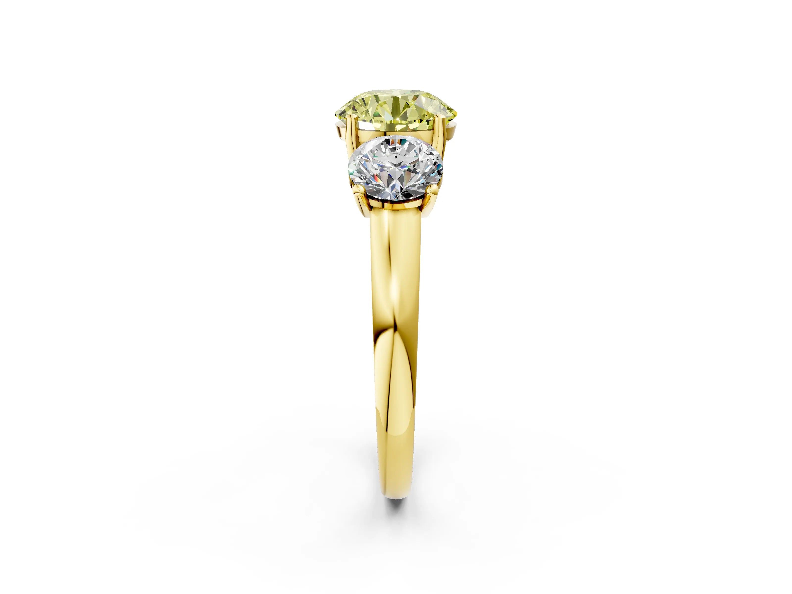 Yellow gold Three-Stone Fancy Yellow Round Cut Cut Solitaire Ring with Classic Prong Setting_2