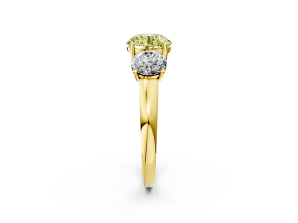Yellow gold Three-Stone Fancy Yellow Round Cut Cut Solitaire Ring with Classic Prong Setting