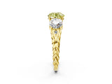 Yellow gold Three-Stone Fancy Yellow Round Cut Diamond Braided Band Ring with Four-Prong Setting_36