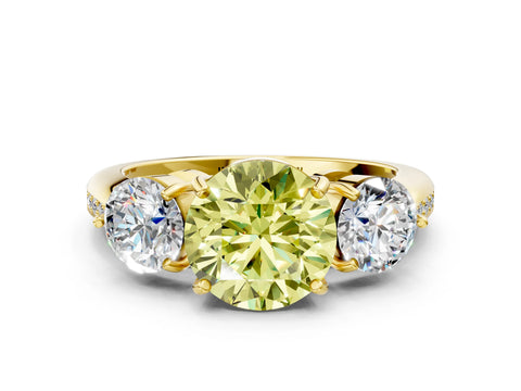 Yellow gold Three-Stone Fancy Yellow Round Cut Diamond Channel Set Engagement Ring with Prong Setting_12