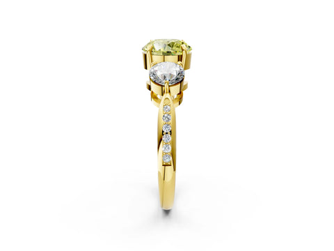 Yellow gold Three-Stone Fancy Yellow Round Cut Diamond Channel Set Engagement Ring with Prong Setting_14
