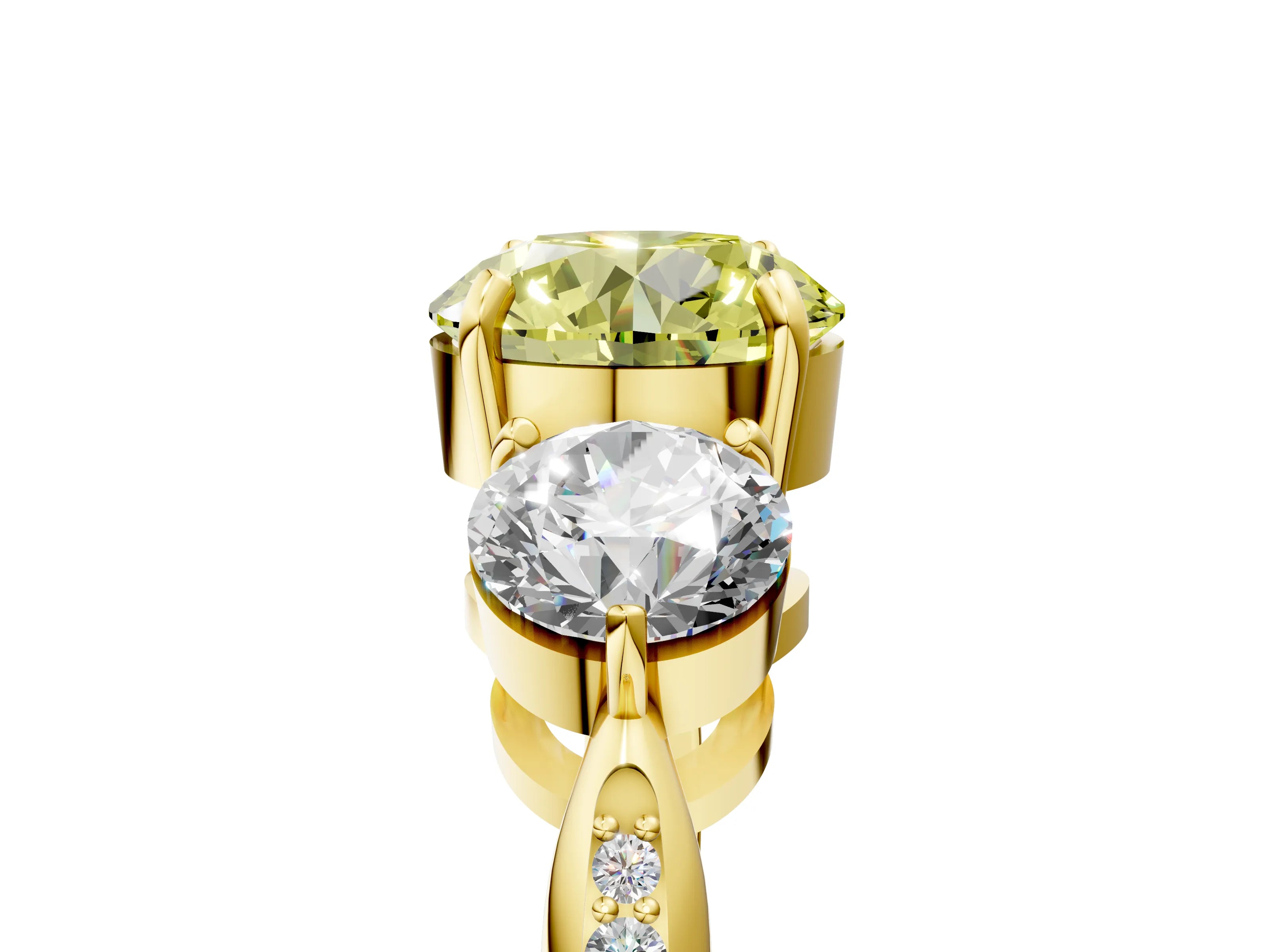 Yellow gold Three-Stone Fancy Yellow Round Cut Diamond Channel Set Engagement Ring with Prong Setting_17