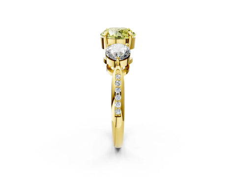 Yellow gold Three-Stone Fancy Yellow Round Cut Diamond Channel Set Engagement Ring with Prong Setting_2
