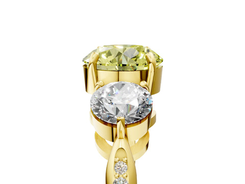 Yellow gold Three-Stone Fancy Yellow Round Cut Diamond Channel Set Engagement Ring with Prong Setting_5