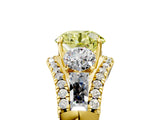 Yellow gold Three-Stone Fancy Yellow Round Cut Diamond Engagement Ring with Pave Band and Prong Setting_5
