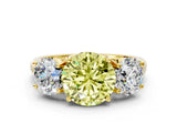 Yellow gold Three-Stone Fancy Yellow Round Cut Diamond Engagement Ring with Prong Setting_3