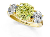 Yellow gold Three-Stone Fancy Yellow Round Cut Diamond Engagement Ring with Prong Setting_4