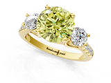 Yellow gold Three-Stone Fancy Yellow Round  Cut Diamond Pavé Band with Four-Prong Setting_1