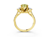 Yellow gold Three-Stone Fancy Yellow Round  Cut Diamond Pavé Band with Four-Prong Setting_3