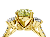 Yellow gold Three-Stone Fancy Yellow Round  Cut Diamond Pavé Band with Four-Prong Setting_4