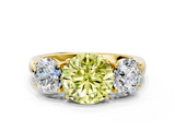 Yellow gold Three-Stone Fancy Yellow Round  Cut Diamond Ring with Channel-Set Band and Four-Prong Setting_17