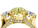 Yellow gold Three-Stone Fancy Yellow Round  Cut Diamond Ring with Channel-Set Band and Four-Prong Setting_37