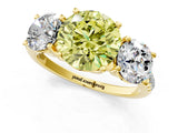Yellow gold Three-Stone Fancy Yellow Round Cut Diamond Ring with Pavé Band and Prong Setting_47