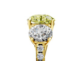Yellow gold Three-Stone Fancy Yellow Round Cut Diamond Ring with Pavé Band and Prong Setting_51