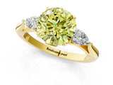 Yellow gold Three-Stone Fancy Yellow Round Cut Diamond Ring with Pear  Side Stones in Four-Prong Setting_37