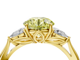 Yellow gold Three-Stone Fancy Yellow Round  Cut Diamond Ring with Pear Side Stones in Four-Prong Setting_4