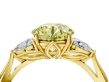 Yellow gold Three-Stone Fancy Yellow Round Cut Diamond Ring with Pear  Side Stones in Four-Prong Setting_40