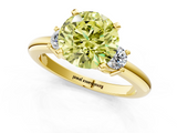 Yellow gold Three-Stone Fancy Yellow Round  Cut Diamond Solitaire with Prong Setting and Classic Band_1