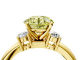 Yellow gold Three-Stone Fancy Yellow Round  Cut Diamond Solitaire with Prong Setting and Classic Band_4