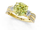 Yellow gold Three-Stone Fancy Yellow Round  Cut Diamond Twist Band with Prong Setting_1