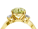 Yellow gold Three-Stone Fancy Yellow Round  Cut Diamond Twist Band with Prong Setting_4