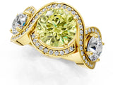 Yellow gold Three-Stone Fancy Yellow Round Cut Diamond Wave Pave Band with Prong Setting_1
