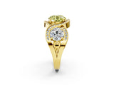 Yellow gold Three-Stone Fancy Yellow Round Cut Diamond Wave Pave Band with Prong Setting_2