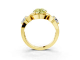Yellow gold Three-Stone Fancy Yellow Round Cut Diamond Wave Pave Band with Prong Setting_3