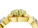 Yellow gold Three-Stone Fancy Yellow Round Cut Diamond Wave Pave Band with Prong Setting_4