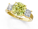 Yellow gold Three-Stone Fancy Yellow Round  Cut Solitaire Ring with Prong Setting_4