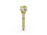 Yellow gold Three-Stone Fancy Yellow Round  Diamond Milgrain Pave Band with Prong Setting 2