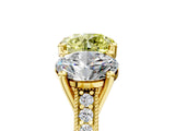 Yellow gold Three-Stone Fancy Yellow Round  Diamond Milgrain Pave Band with Prong Setting 5