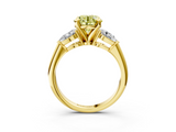 Yellow gold Three-Stone Fancy Yellow Round  Diamond Ring with Pear Side Stones in Four-Prong Setting_3