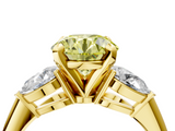 Yellow gold Three-Stone Fancy Yellow Round  Diamond Ring with Pear Side Stones in Four-Prong Setting_4