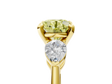 Yellow gold Three-Stone Fancy Yellow Round  Diamond Ring with Pear Side Stones in Four-Prong Setting_5