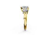 Yellow gold Three-Stone Heart Brilliant Cut Solitaire Ring with Prong Setting on a Classic Band 2