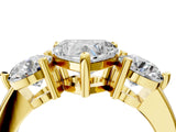 Yellow gold Three-Stone Heart Brilliant Cut Solitaire Ring with Prong Setting on a Classic Band 4