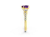 Yellow gold Three-Stone Heart Cut Amethyst Pavé Band with Four-Prong Setting_2