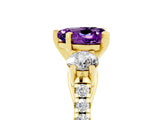 Yellow gold Three-Stone Heart Cut Amethyst Pavé Band with Four-Prong Setting_5
