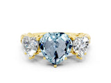Yellow gold Three-Stone Heart Cut Aquamarine Braided Band Ring with Four-Prong Setting_12