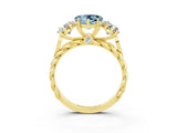 Yellow gold Three-Stone Heart Cut Aquamarine Braided Band Ring with Four-Prong Setting_15