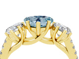 Yellow gold Three-Stone Heart Cut Aquamarine Ring with Pavé Band and Prong Setting_16