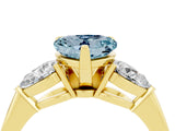Yellow gold Three-Stone Heart Cut Aquamarine Ring with Pear Side Stones and Four-Prong Setting_4