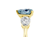 Yellow gold Three-Stone Heart Cut Aquamarine Ring with Pear Side Stones and Four-Prong Setting_5
