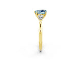 Yellow gold Three-Stone Heart Cut Aquamarine Ring with Pear  Side Stones in Four-Prong Setting_14