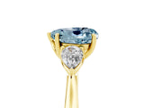 Yellow gold Three-Stone Heart Cut Aquamarine Ring with Pear  Side Stones in Four-Prong Setting_17